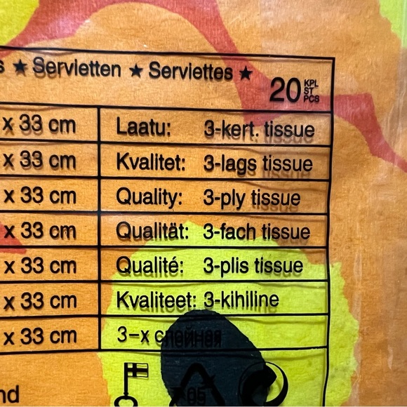 Marimekko Unikko Orange, Yellow Poppy Paper Napkins New - Picture 6 of 7